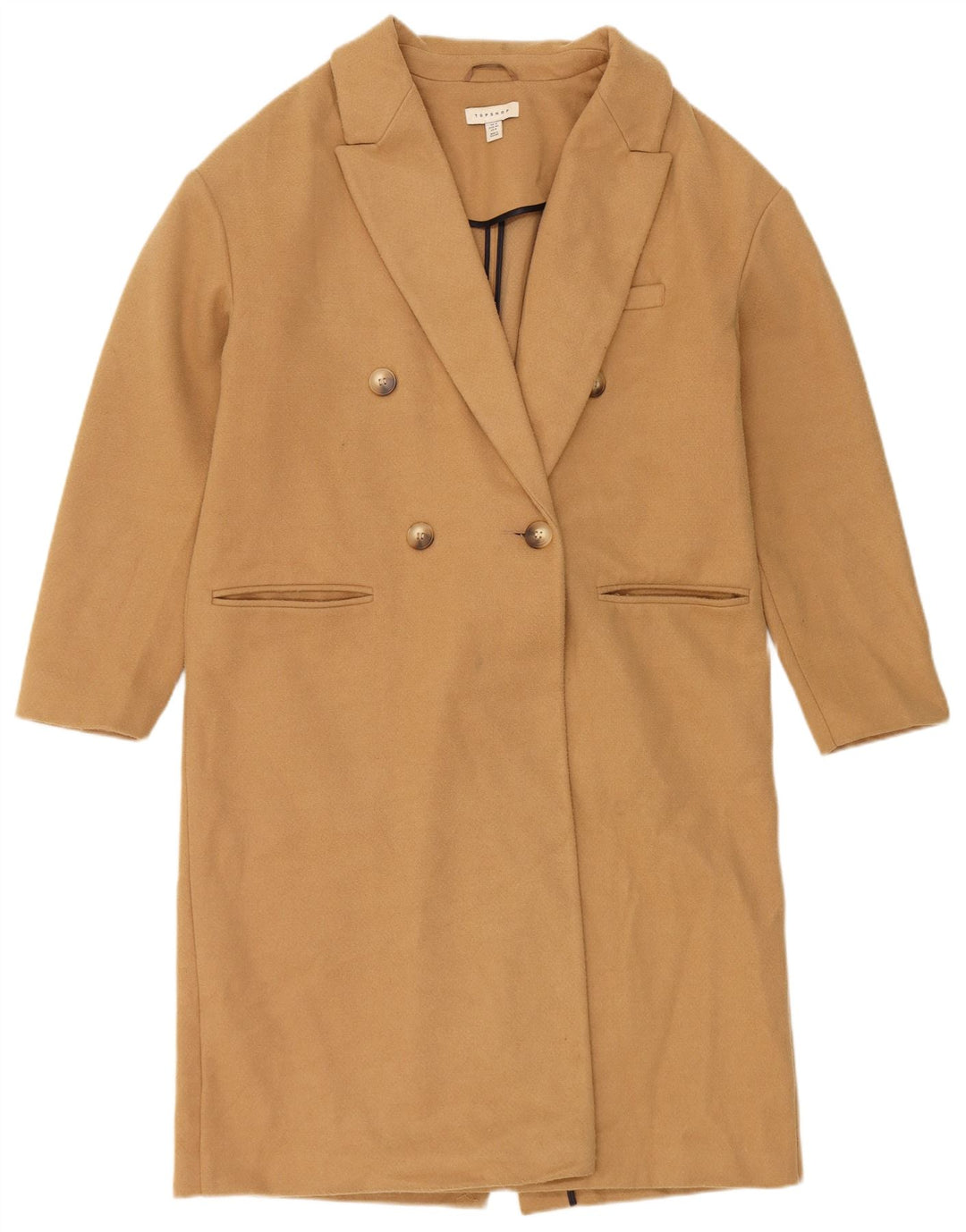 Topshop Cappotto doppiopetto da donna UK 12 Poliestere beige medio