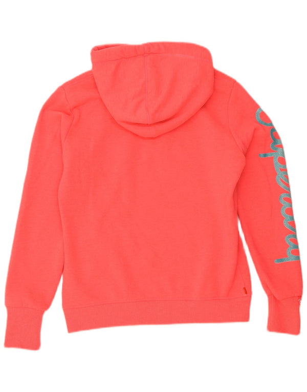 Felpa con cappuccio grafica da donna Superdry UK 14 cotone rosa medio