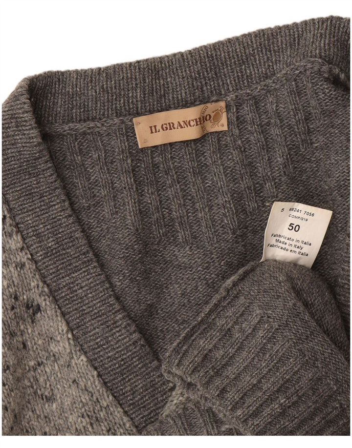 Maglione Cardigan Uomo Il Granchio IT 50 Lana Maculata Grigio Medio