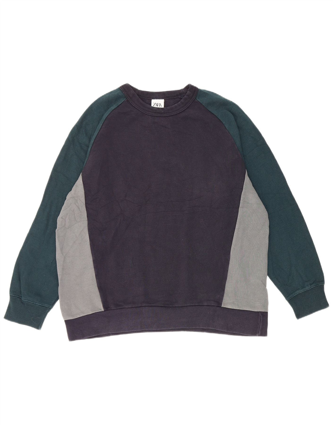 Felpa Zara da uomo maglione XL blu navy in cotone color block