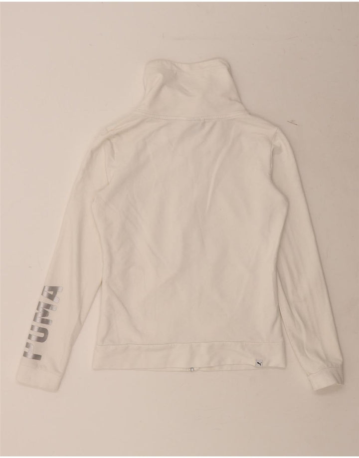 PUMA Womens Graphic Tracksuit Top Jacket UK 12 Medium  White Vintage Puma and Second-Hand Puma from Messina Hembry 