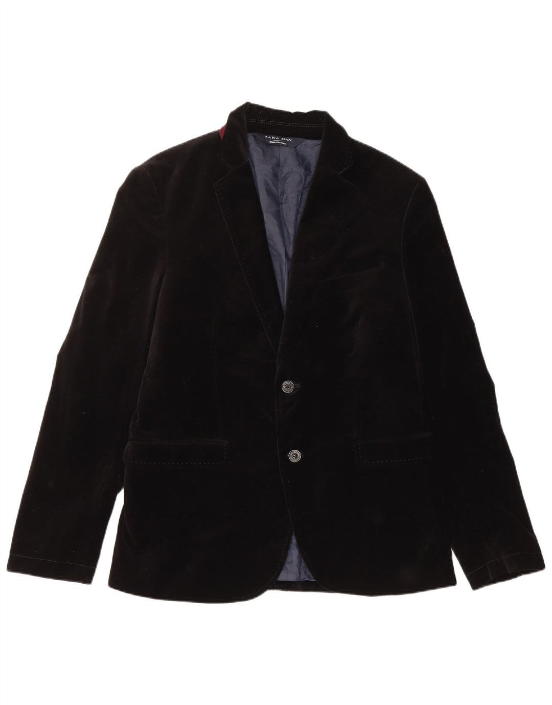 Giacca blazer in velluto da uomo a 2 bottoni Zara EU 50 cotone nero medio