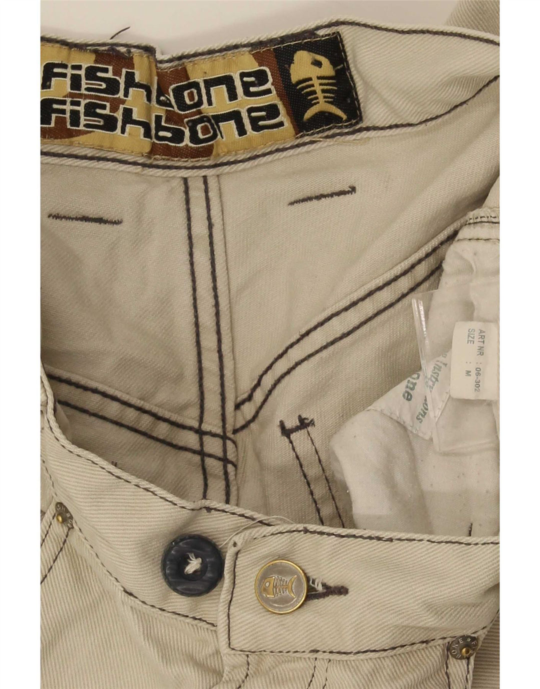 Pantaloni cargo dritti da uomo Fishbone medi W32 L30 Beige
