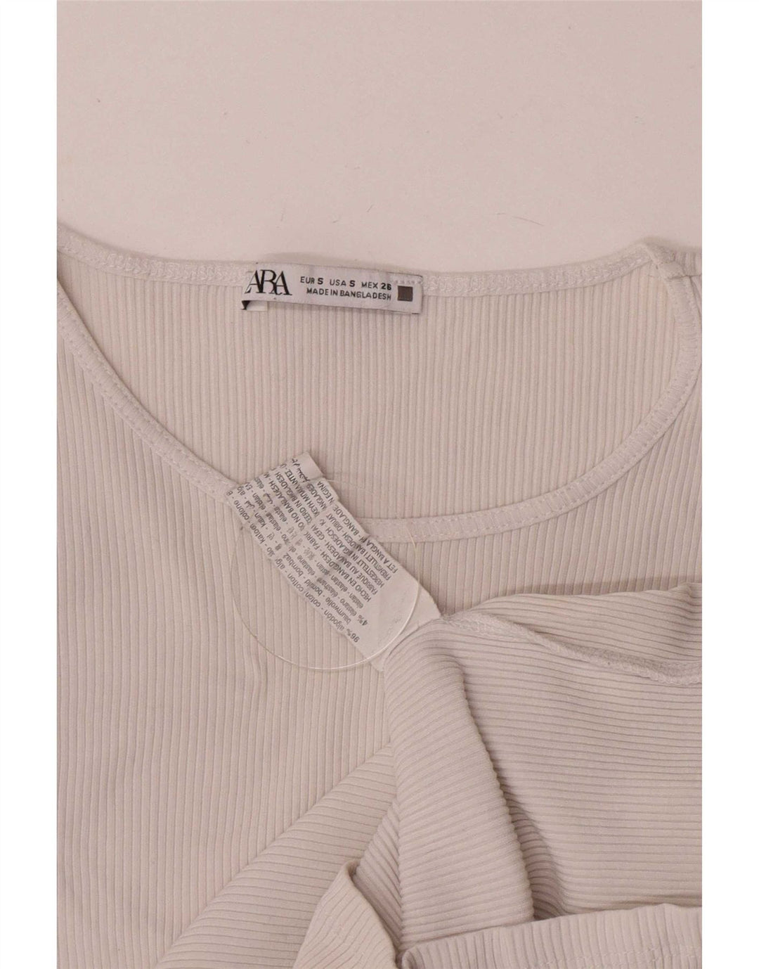 Top corto a pipistrello corto da donna Zara UK 8 piccolo cotone bianco