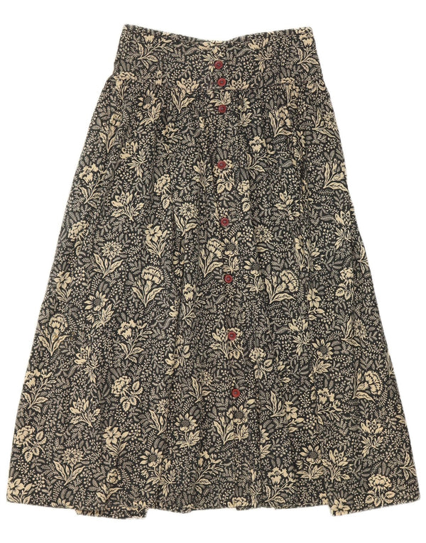 Gonna a trapezio a vita alta da donna Byblos IT 40 piccola W26 cotone floreale nero