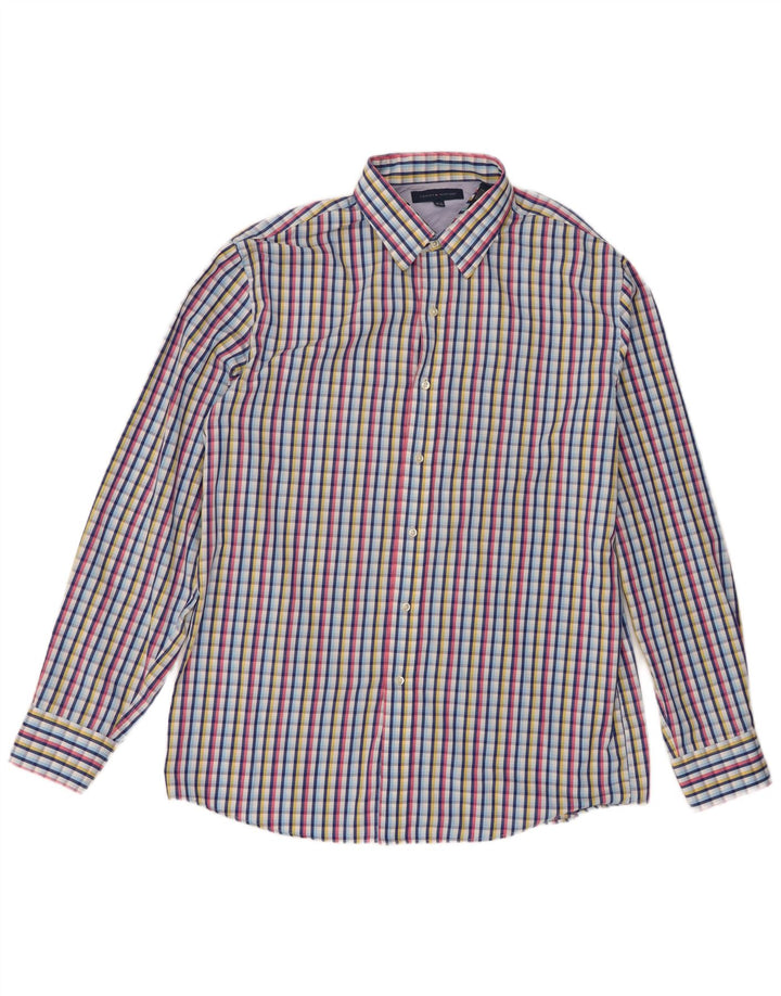 Camicia da uomo Tommy Hilfiger taglia 16 16 1/2 grande cotone a quadri multicolore
