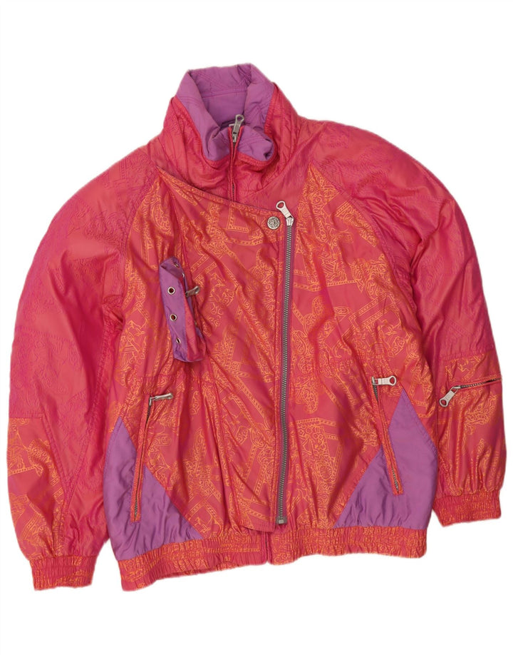 Giacca imbottita vintage da donna IT 42 Nylon color block rosa medio