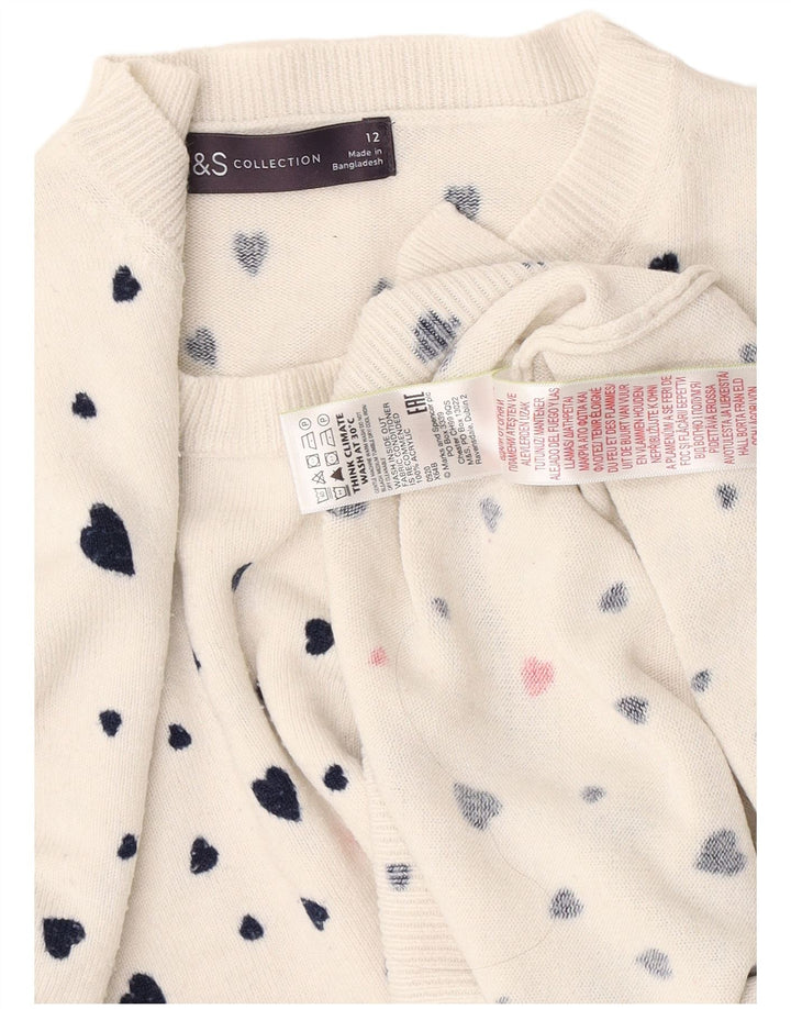 Maglione maglione con scollo a barca da donna Marks & Spencer UK 12 cuore bianco medio