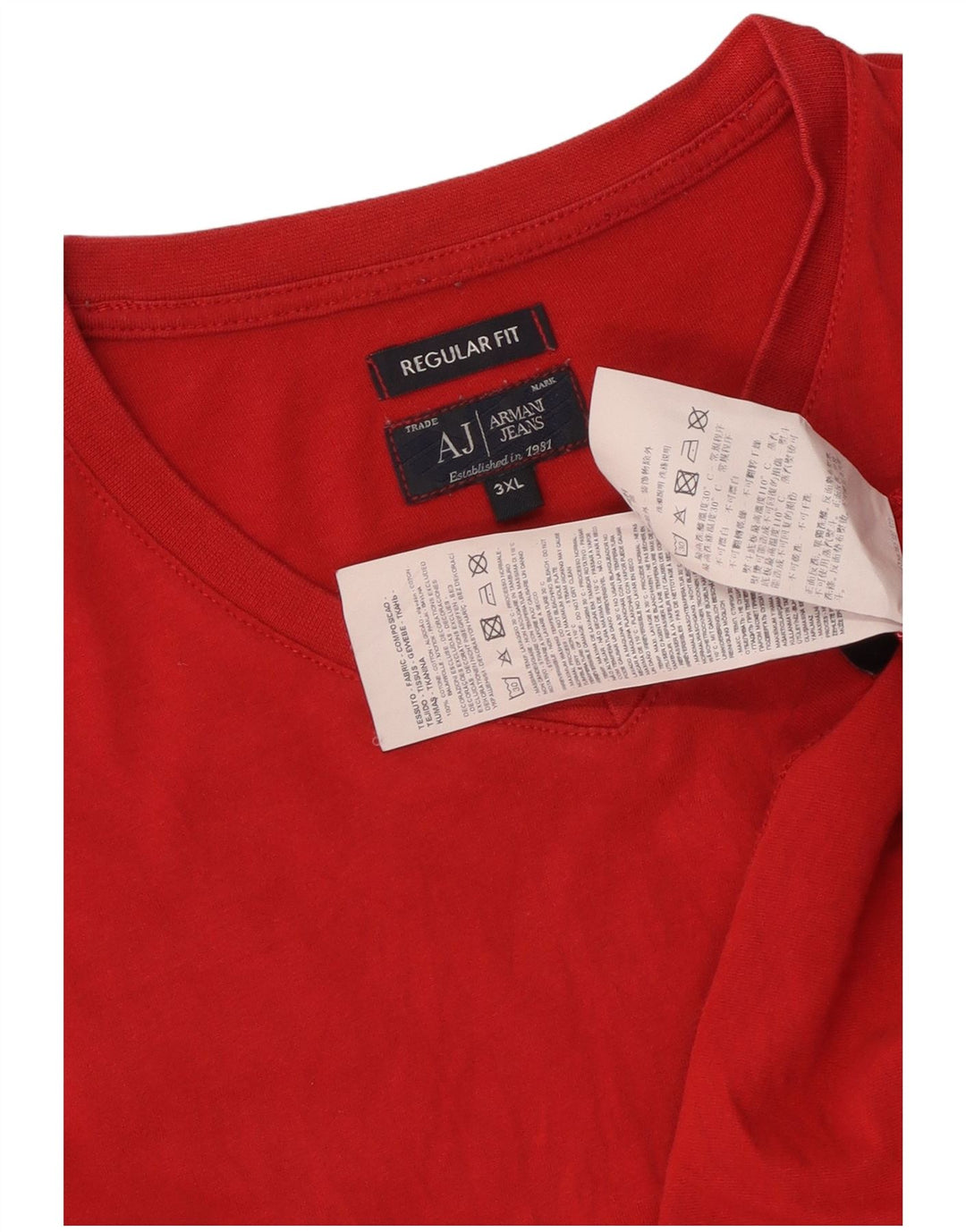 ARMANI JEANS T-shirt da donna vestibilità regolare UK 22 3XL Rosso Cotone