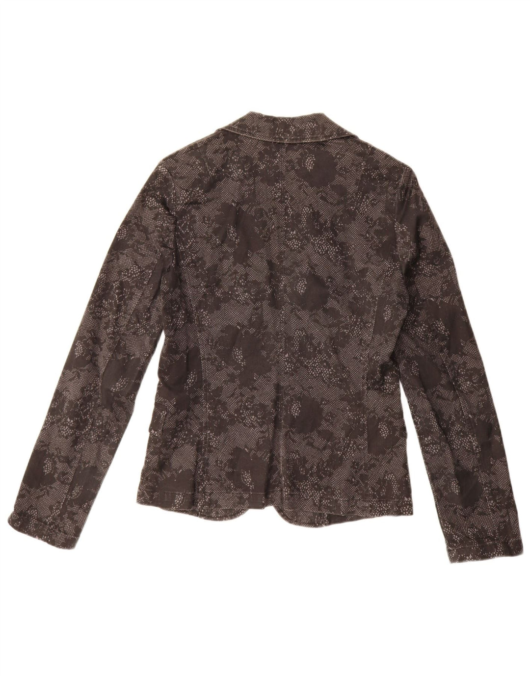 Giacca blazer da donna a 1 bottone Benetton UK 10 piccolo cotone floreale nero