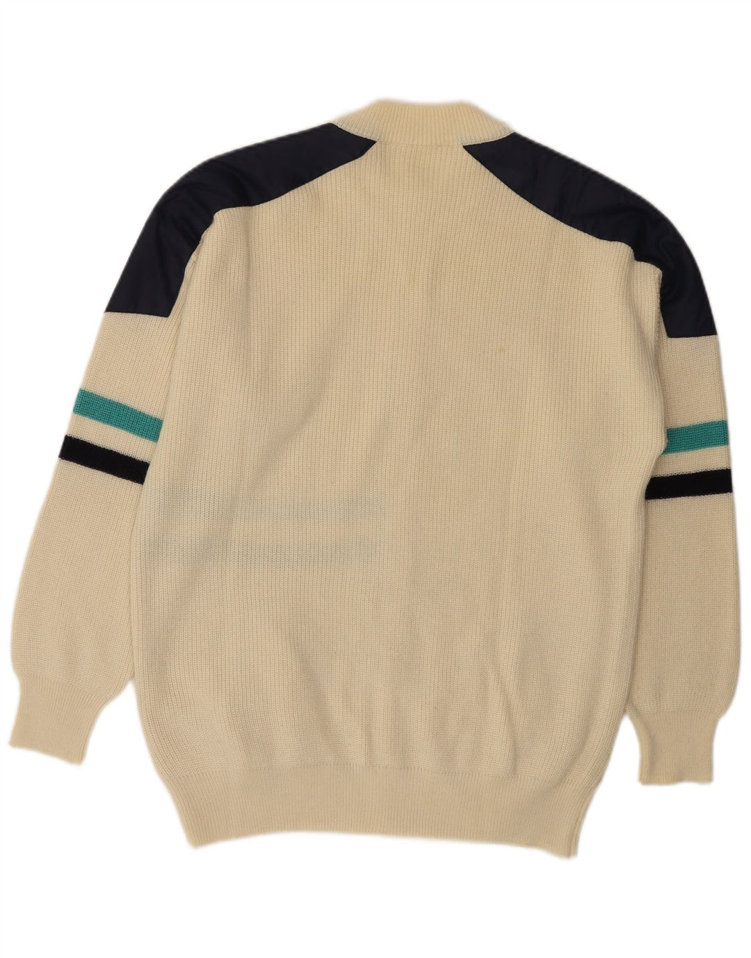 Maglione cardigan da uomo vintage color block bianco sporco medio