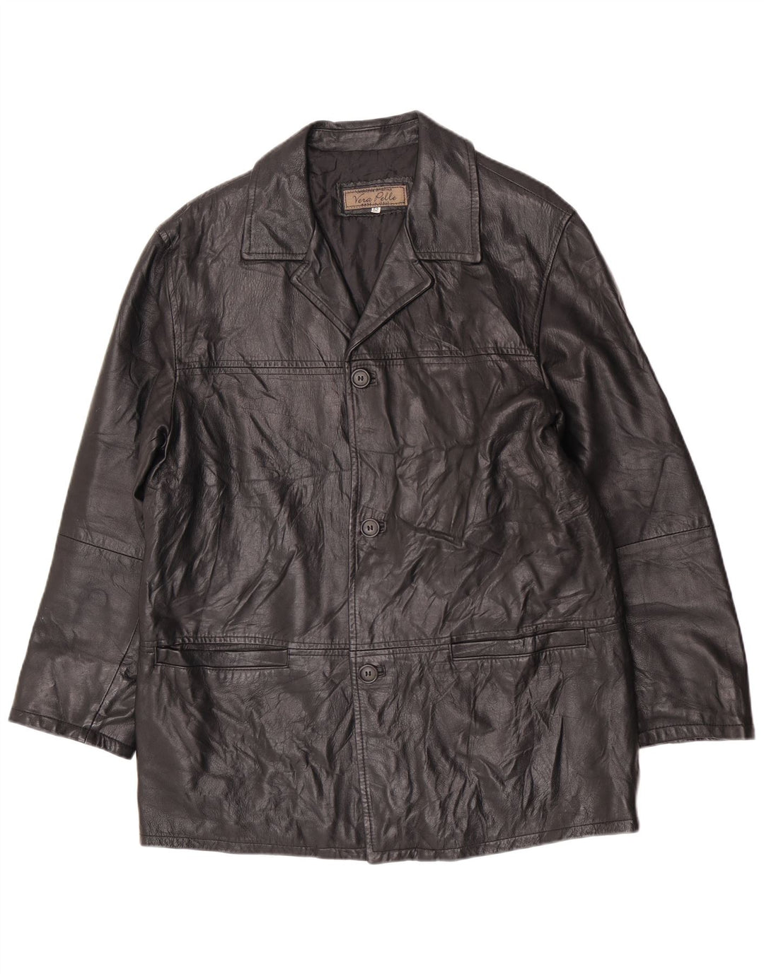 Giacca in pelle vintage da uomo UK 38 media nera classica