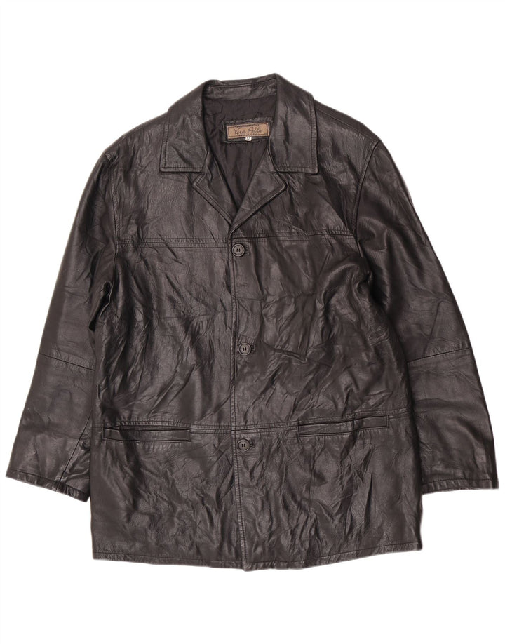 Giacca in pelle vintage da uomo UK 38 media nera classica