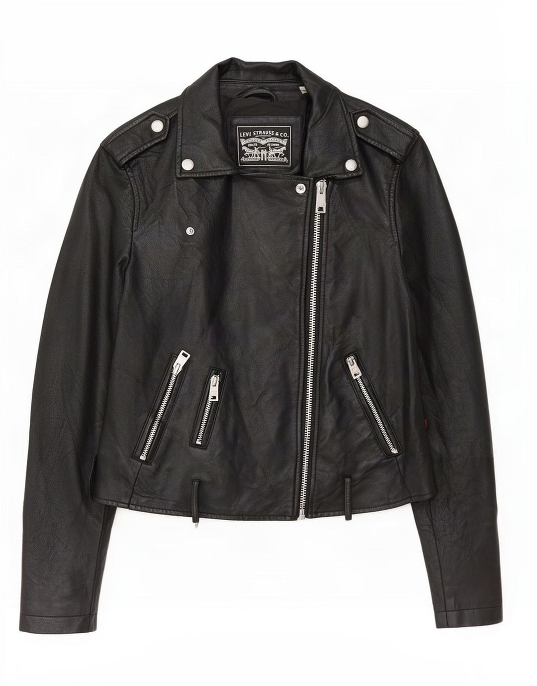 Giacca da motociclista in ecopelle corta da donna Levi's UK 10 piccola in poliuretano nero