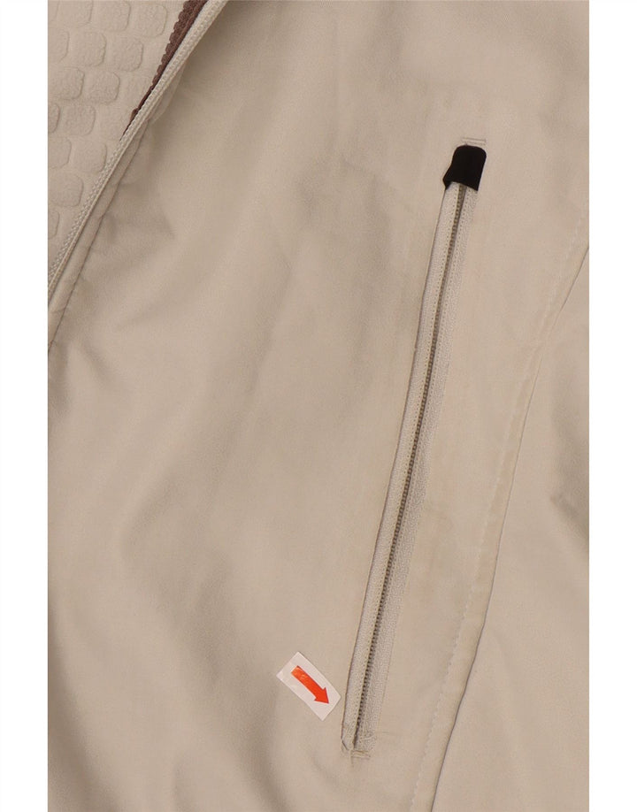 ADIDAS Womens Graphic Hooded Bomber Jacket UK 10 Small Off White Polyester