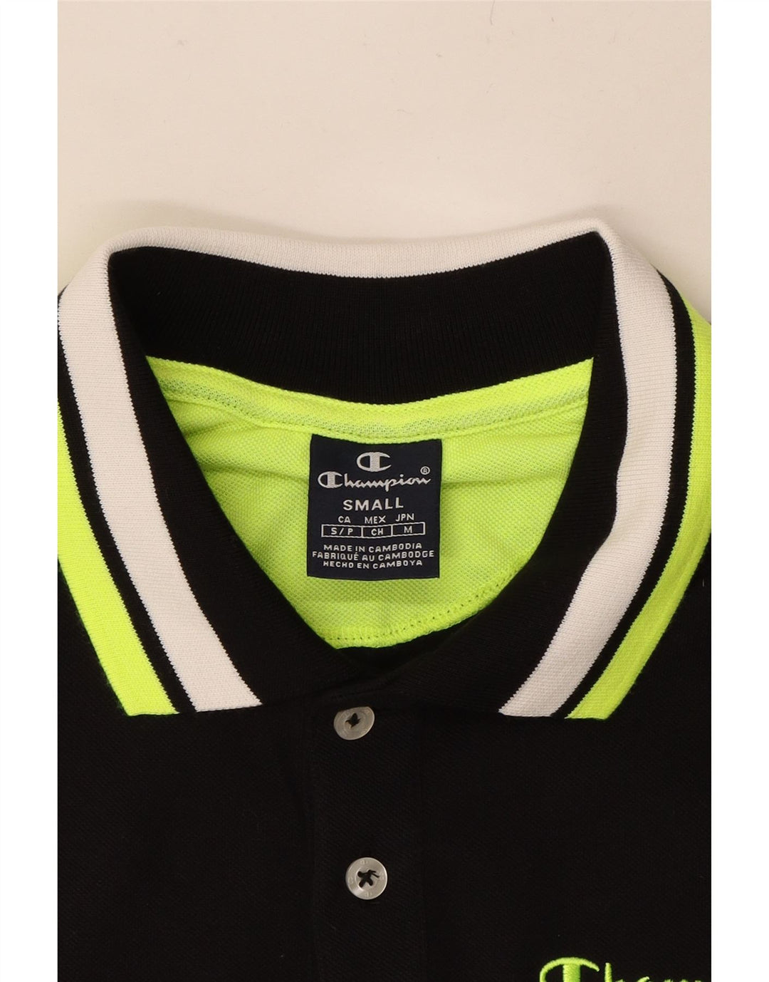CHAMPION Mens Polo Shirt Small Black Cotton Vintage Champion and Second-Hand Champion from Messina Hembry 