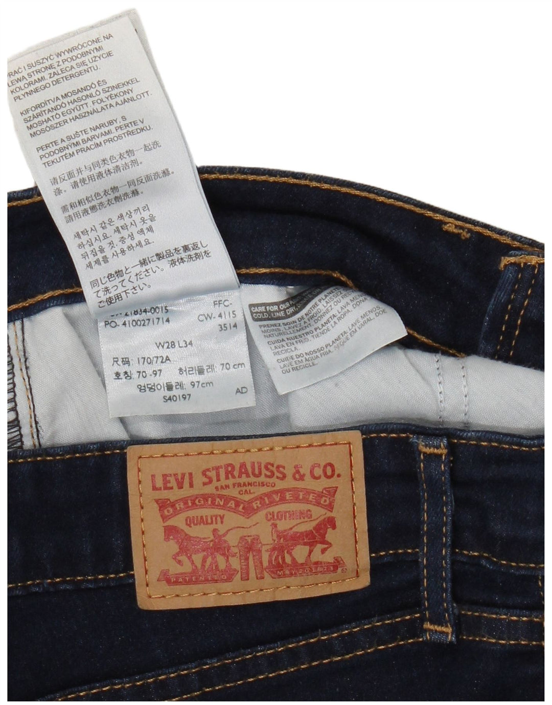 Jeans dritti Levi's 714 da donna W28 L30 cotone blu navy