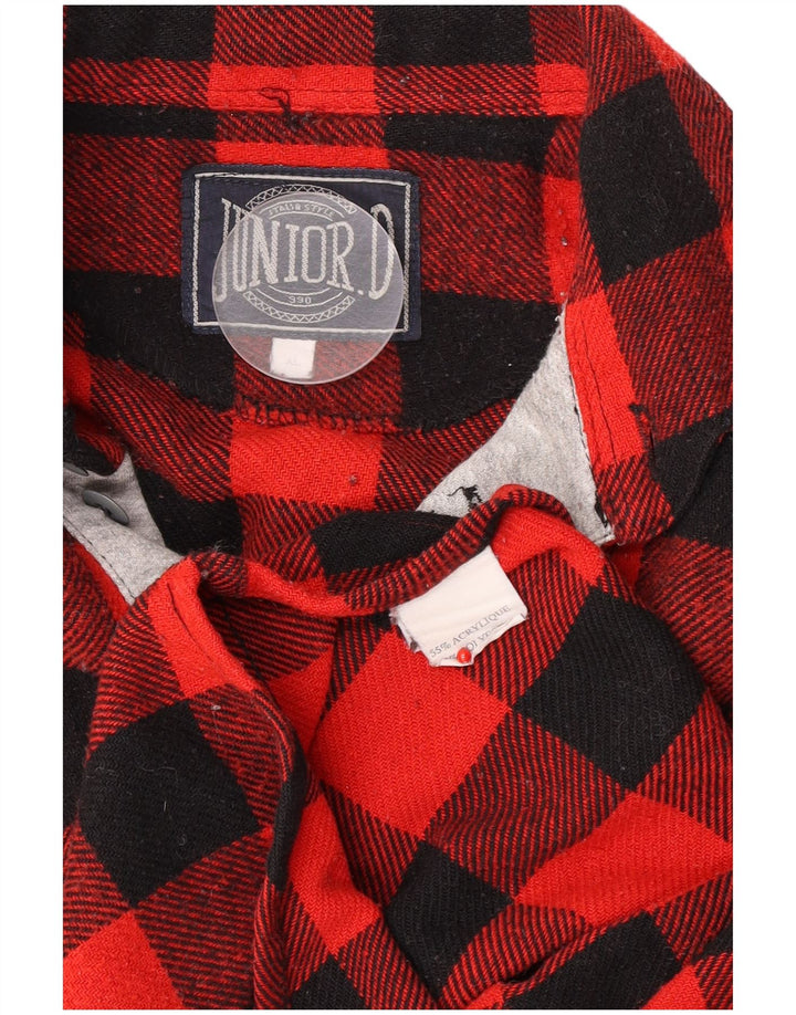 Junior.D Camicia da uomo in flanella pullover XL Acrilico a quadri rossi