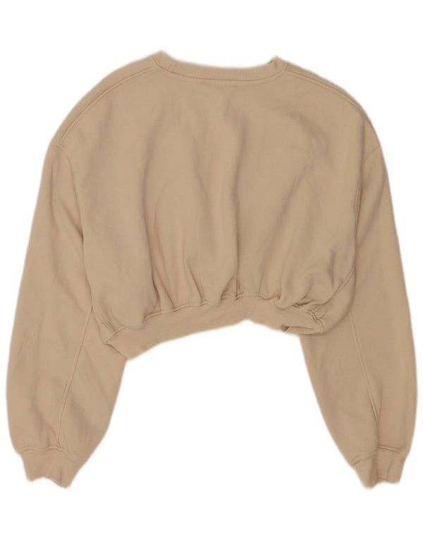 Felpa corta oversize da donna Zara, maglione UK 10, piccola, cotone beige