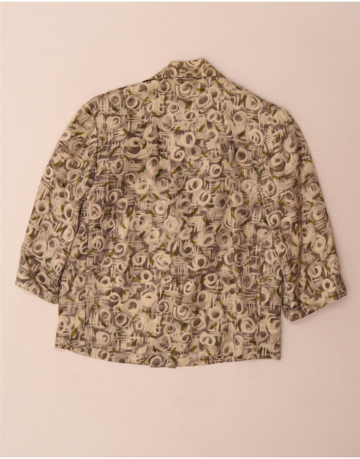 Set da 2 pezzi con maniche a 3/4 e motivo astratto vintage da donna UK 12 Grigio medio