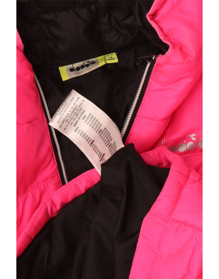 Giubbotto Imbottito Con Cappuccio Bambina Diadora 13-14 Anni Poliestere Rosa