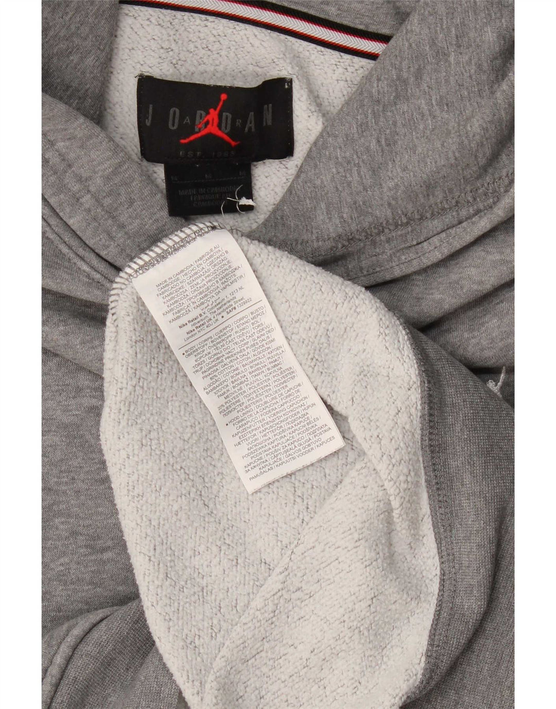 Felpa con cappuccio da uomo Jordan in cotone chiazzato grigio medio