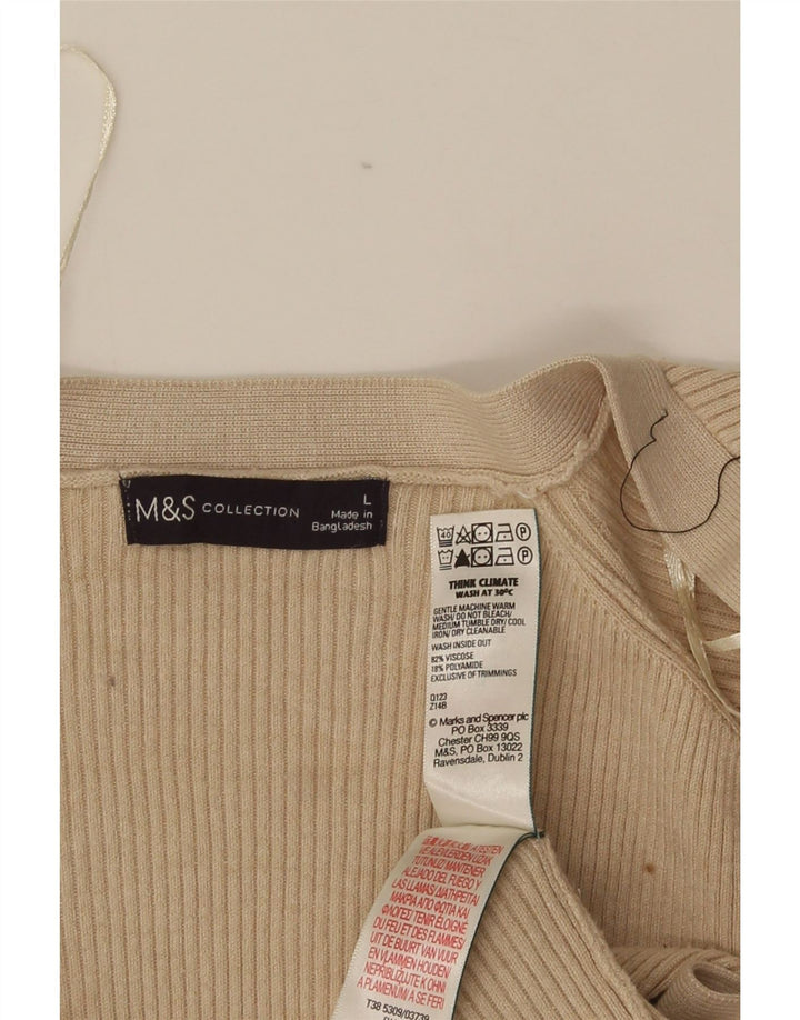 Maglione cardigan aperto lungo da donna Marks & Spencer UK 14 grande Beige