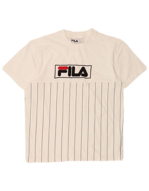 Fila Mens Graphic T-Shirt Top XS White Striped Cotton