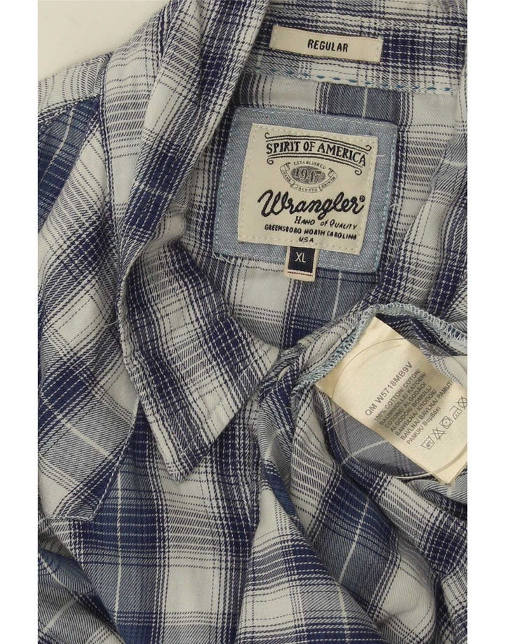 Camicia Wrangler da uomo vestibilità regolare XL in cotone a quadri blu