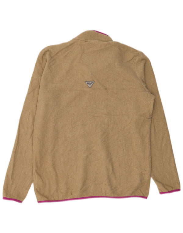 Maglione in pile da donna Columbia con collo a bottoni UK 18 XL Poliestere beige
