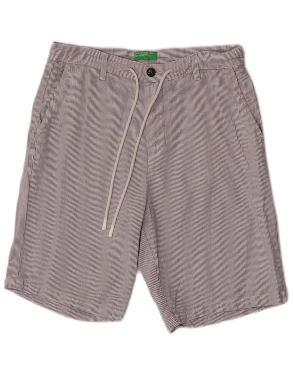 Benetton Mens Chino Shorts IT 46 Small W32 Blue Pinstripe Cotton