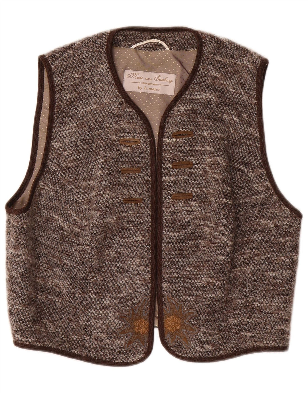 Gilet OPEN da donna H.MOSER IT 44 Poliacrilico floreale marrone medio