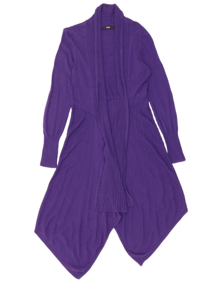 Maglione cardigan aperto lungo da donna Marks & Spencer UK 8 piccolo viola