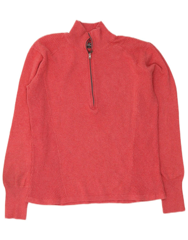Maglione maglione da donna con collo con zip Eddie Bauer UK 18 XL cotone rosso