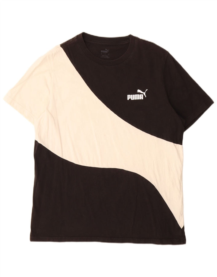 Puma T-shirt da uomo Top Large in cotone color block nero