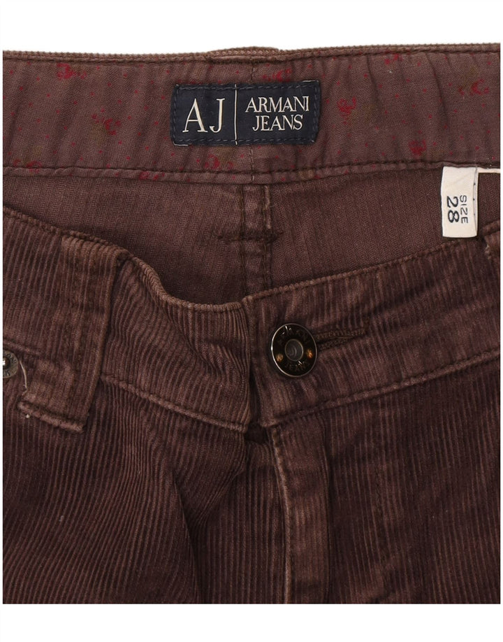 ARMANI Womens Slim Corduroy Trousers W28 L30  Brown
