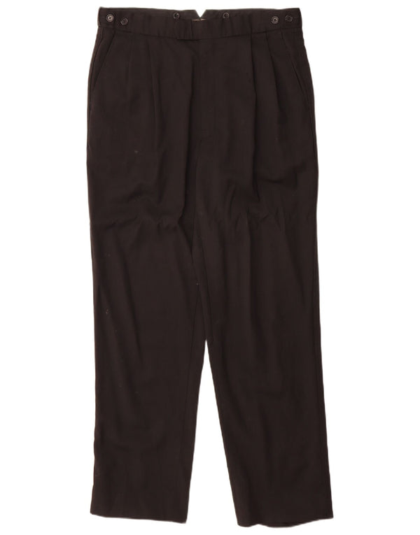 Pantaloni da abito con pegging da uomo Marks & Spencer taglia 34 W34 L31 lana vergine nera