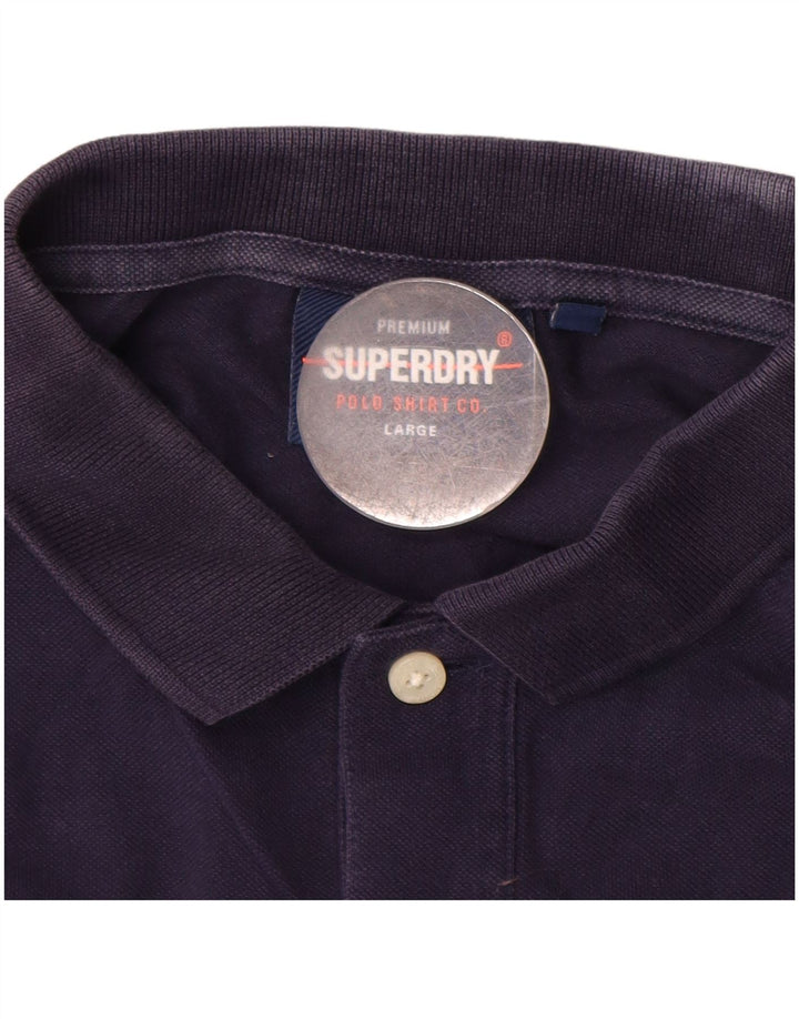 Polo da uomo SUPERDRY grande in cotone blu navy