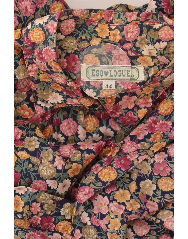 Camicetta camicia vintage da donna IT 44 media floreale multicolore