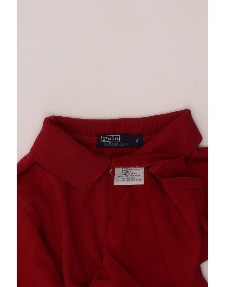 POLO RALPH LAUREN Polo a maniche lunghe da bambino 3-4 anni in cotone rosso
