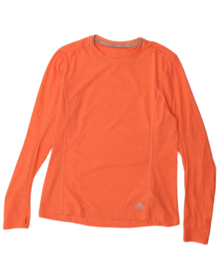 Adidas Donna Climalite Top Manica Lunga UK 16/18 Large Arancione Poliestere