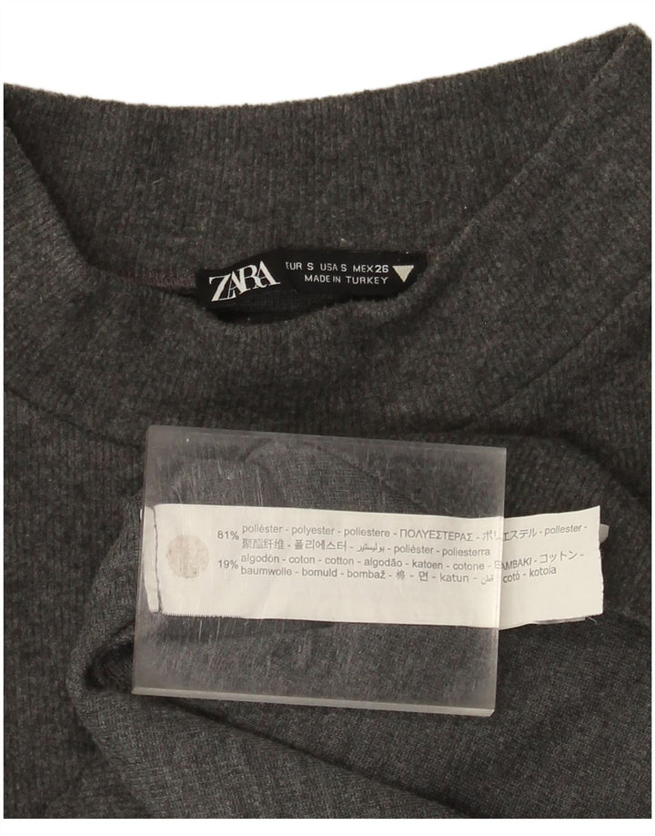 T-shirt corta da donna Zara UK 10 piccola grigia in poliestere