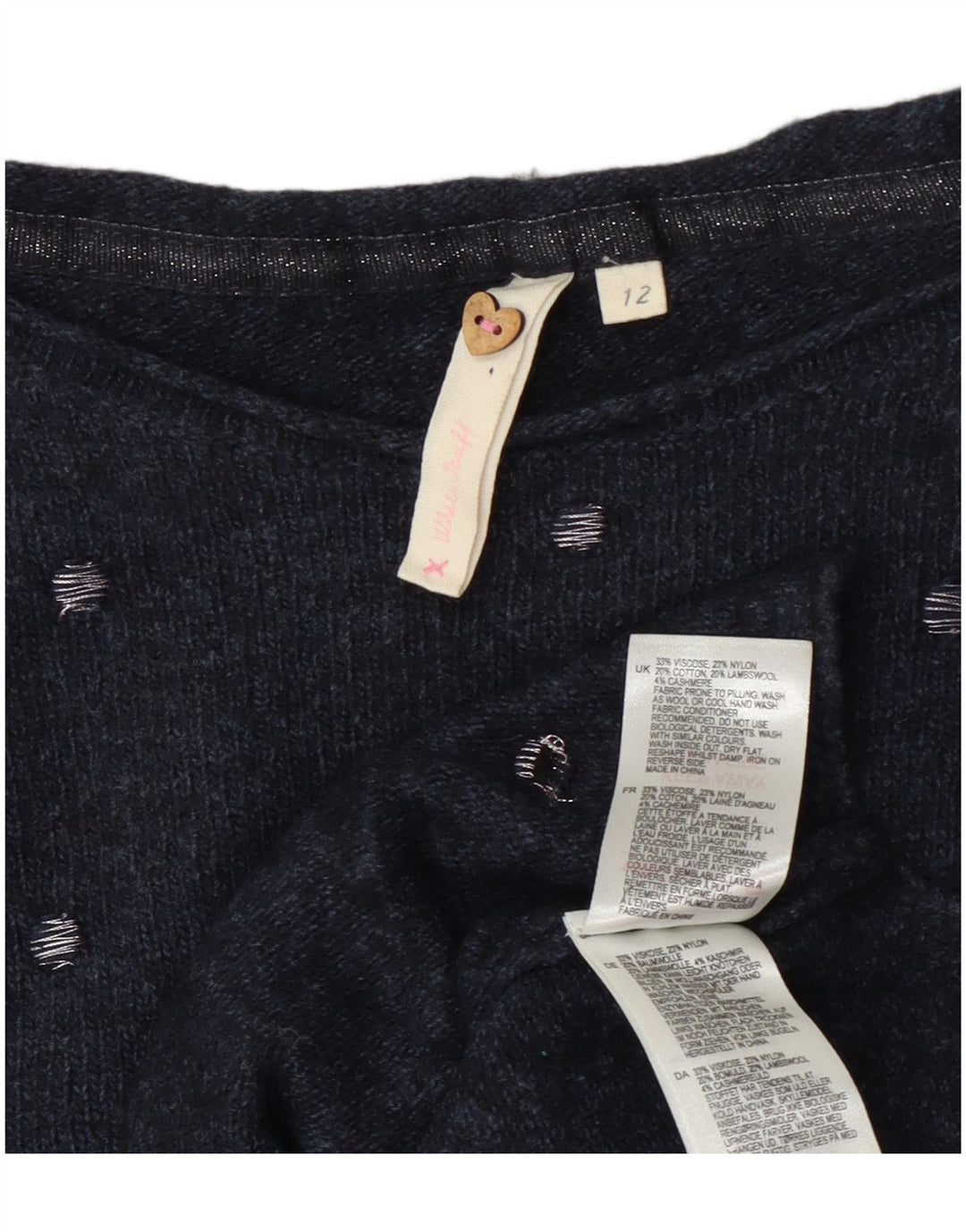 Maglione maglione con scollo a barca da donna White Stuff UK 12 Viscosa medio blu navy