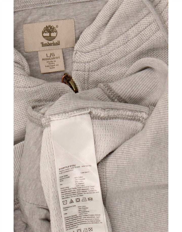 Timberland Maglione con cappuccio e zip vestibilità regolare da uomo di grandi dimensioni in cotone grigio