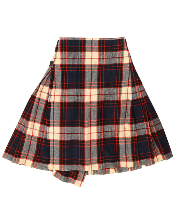 Gonna a portafoglio vintage da donna in kilt W26 piccolo scozzese blu navy