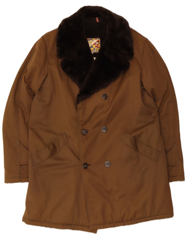 Cappotto doppiopetto vintage da uomo EU 54 2XL Poliestere marrone