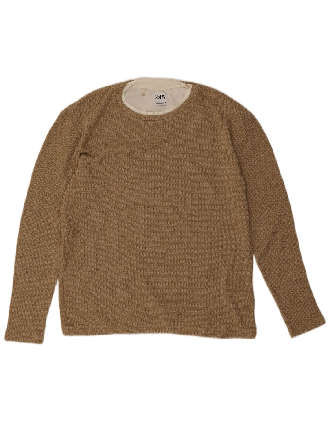 Top Zara da uomo a maniche lunghe piccolo in cotone beige