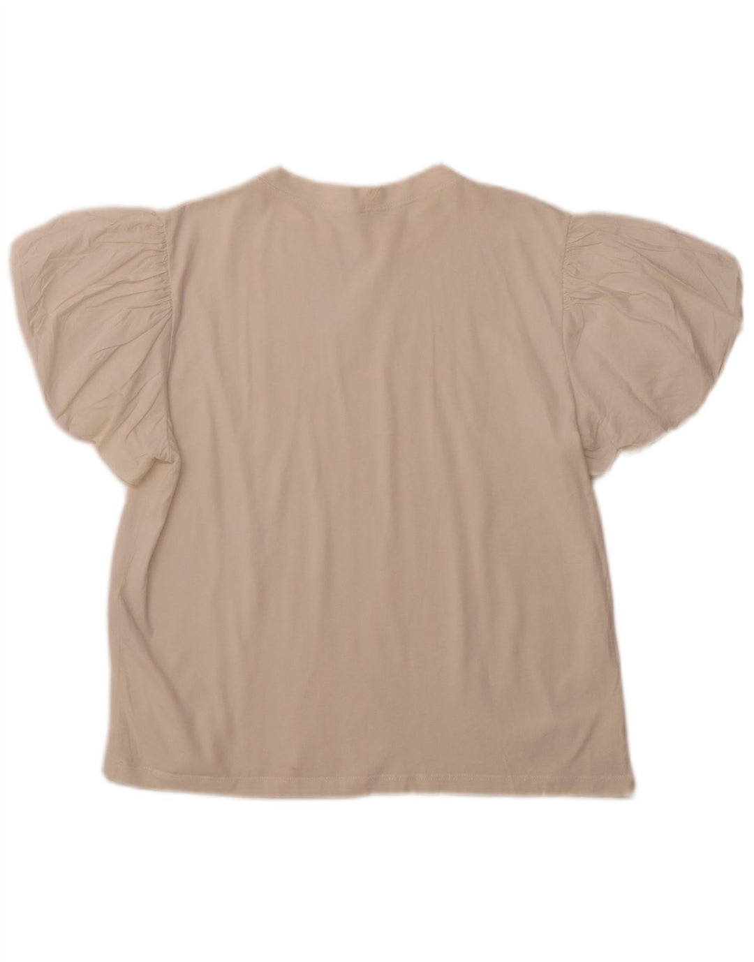 ZARA Womens Blouse Top UK 12 Medium Off White Cotton