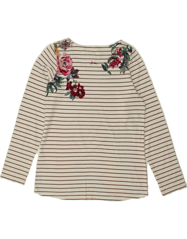 JULES Womens Graphic Top Long Sleeve UK 10 Small  White Striped Cotton Vintage Jules and Second-Hand Jules from Messina Hembry 