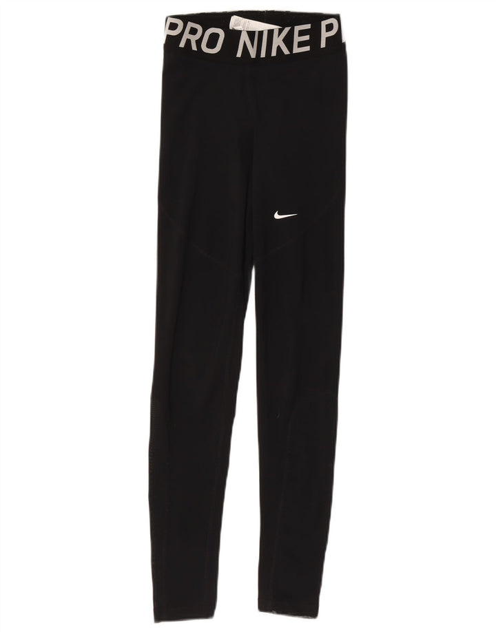 Leggings grafici Nike Dri Fit da donna UK 4 XS poliestere nero